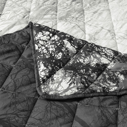 Bianca Boscage Black Forest Printed Quilted Polyester Coverlet Set Queen/King V442-BCA-COVERLETS-BOSCAGE-BLACK-KI