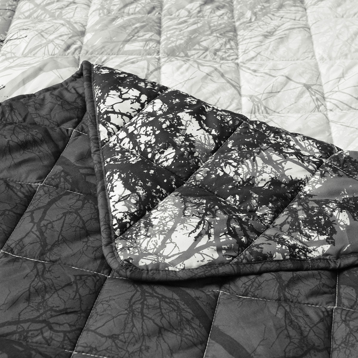 Bianca Boscage Black Forest Printed Quilted Polyester Coverlet Set Super King V442-BCA-COVERLETS-BOSCAGE-BLACK-SK