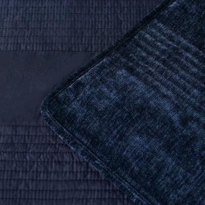 Bianca Cyrano Indigo Soft Velvet Polyester Quilted Coverlet Set Super King V442-BCA-COVERLETS-CYRANO-INDIGO-SK