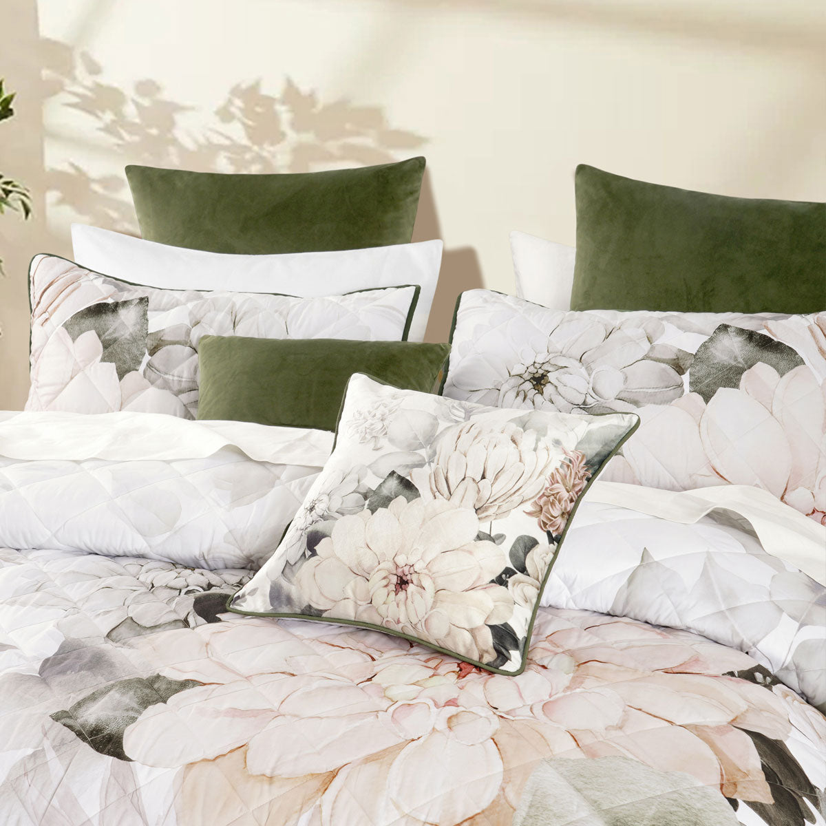 Bianca Giselle White Polyester Printed Floral Coverlet Set Super King V442-BCA-COVERLETS-GISELLE-WHITE-SK