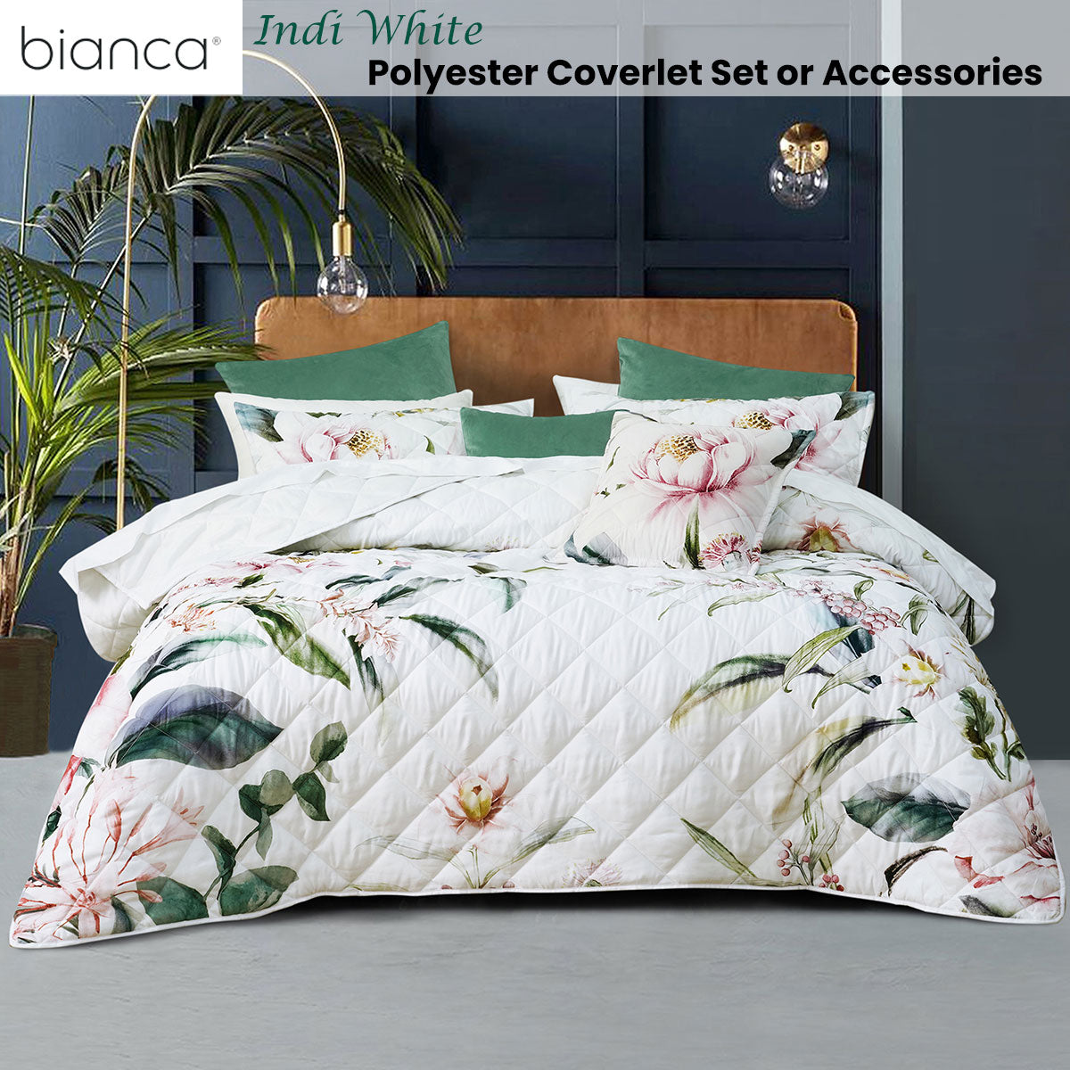 Bianca Indi White Polyester Coverlet Set Super King V442-BCA-COVERLETS-INDI-WHITE-SK