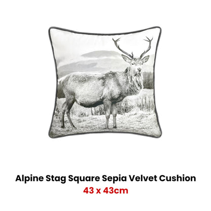 Bianca Alpine Stag Taupe Jacquard Square Velvet Filled Cushion V442-BCA-CUSHION-ALPINESTAG-TAUPE-SQ