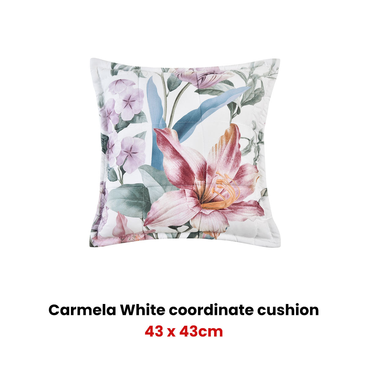 Bianca Carmela White Coordinate Square Filled Cushion V442-BCA-CUSHION-CARMELA-WHITE-SQ