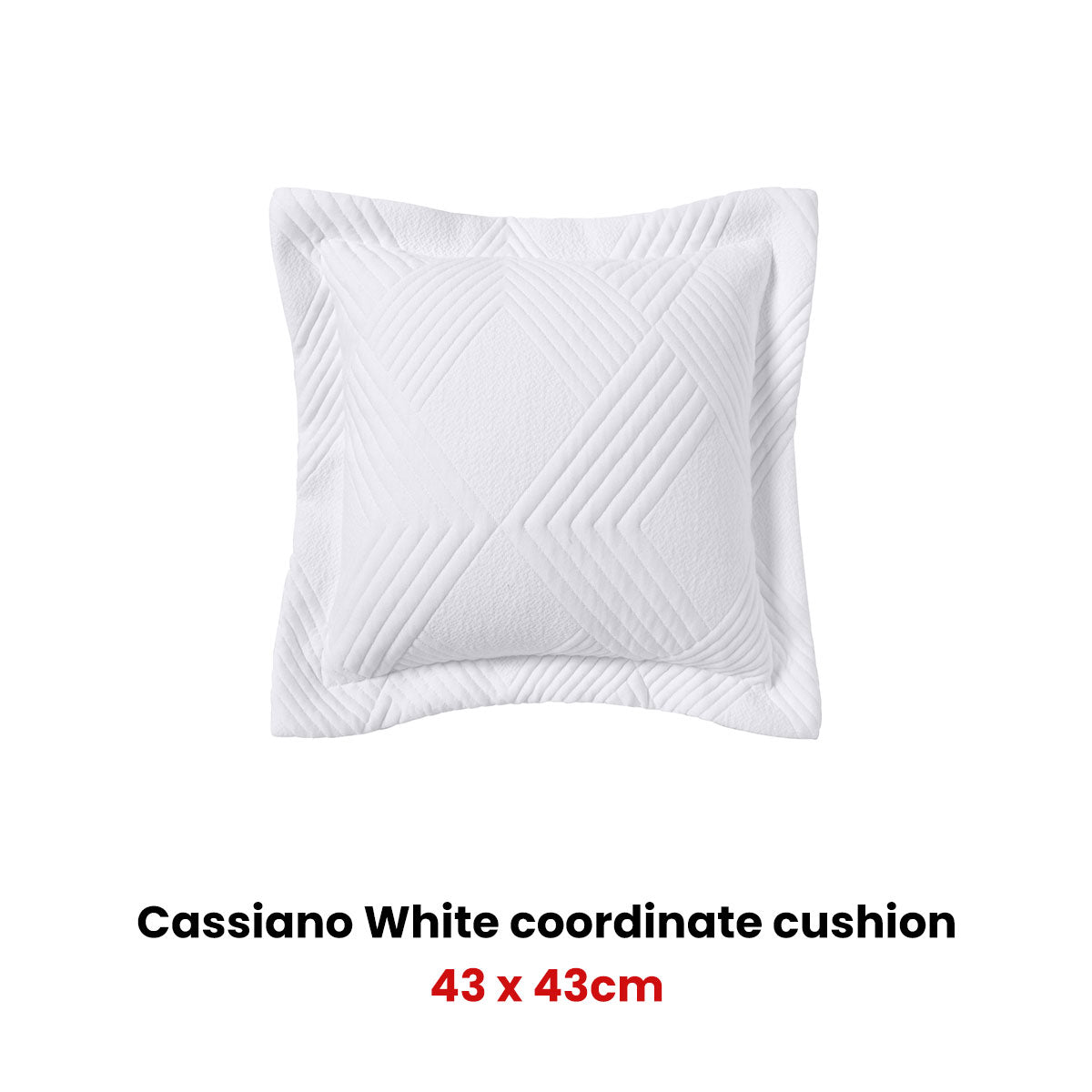 Bianca Cassiano White Square Filled Cushion 43 x 43cm V442-BCA-CUSHION-CASSIANO-WHITE-SQ