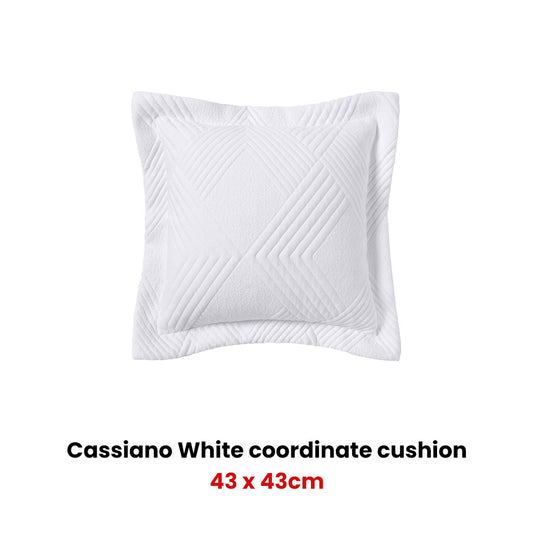 Bianca Cassiano White Square Filled Cushion 43 x 43cm V442-BCA-CUSHION-CASSIANO-WHITE-SQ