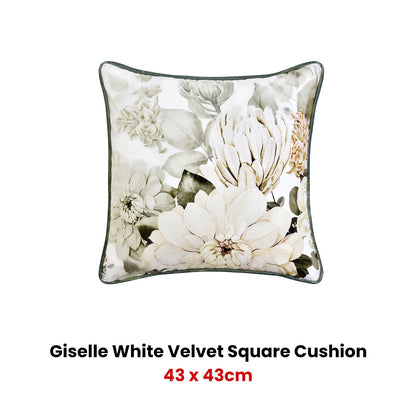 Bianca Giselle Square White Velvet Cushion V442-BCA-CUSHION-GISELLE-WHITE-SQ