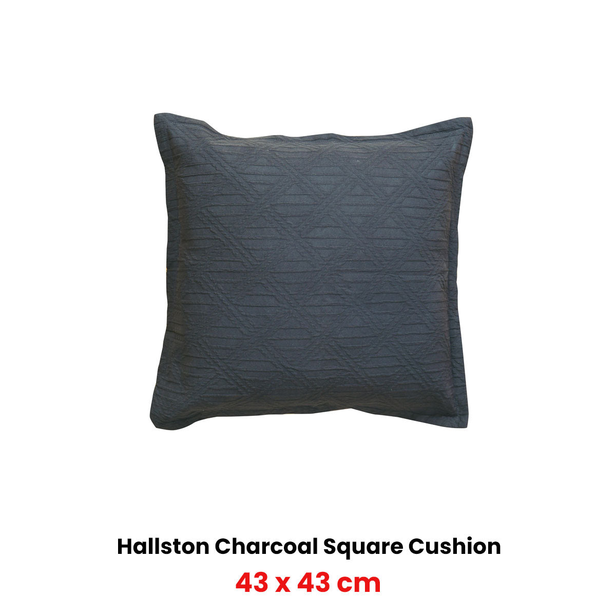 Bianca Hallston Charcoal Square Filled Cushion 43 x 43cm V442-BCA-CUSHION-HALLSTON-CHARCOAL-SQ