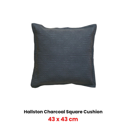 Bianca Hallston Charcoal Square Filled Cushion 43 x 43cm V442-BCA-CUSHION-HALLSTON-CHARCOAL-SQ