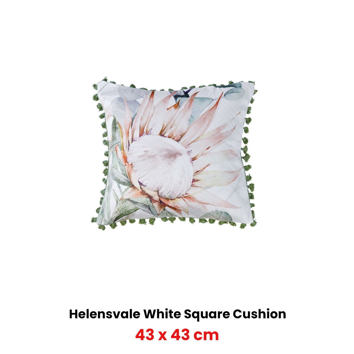 Bianca Helensvale White Velvet Square Filled Cushion 43 x 43cm V442-BCA-CUSHION-HELENSVALE-WHITE-SQ