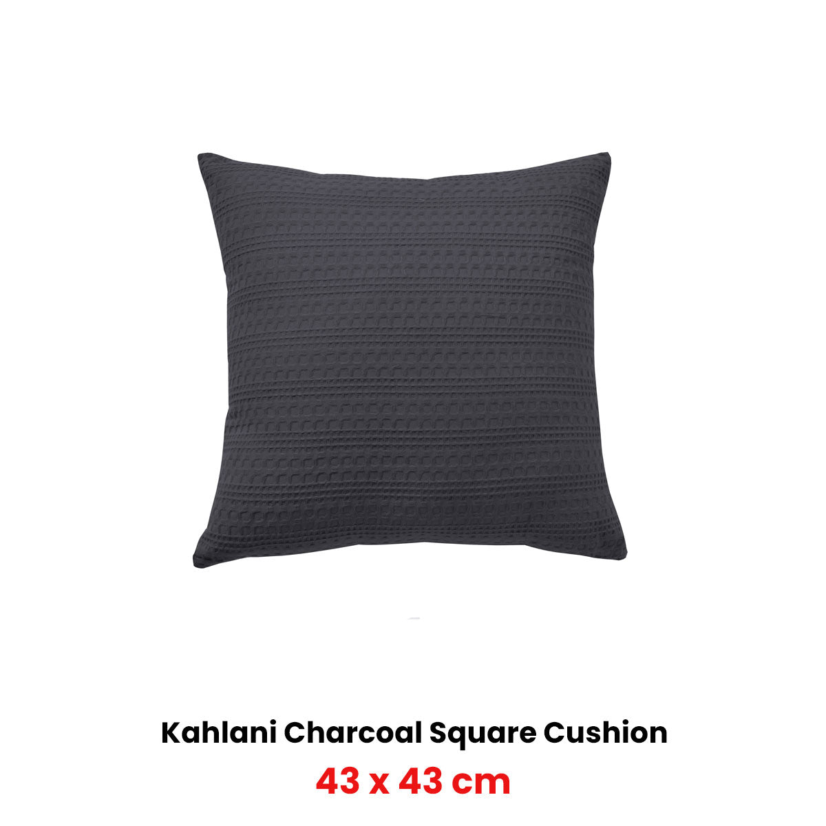 Bianca Kahlani Charcoal Waffle Square Filled Cushion 43 x 43cm V442-BCA-CUSHION-KAHLANI-CHARCOAL-SQ