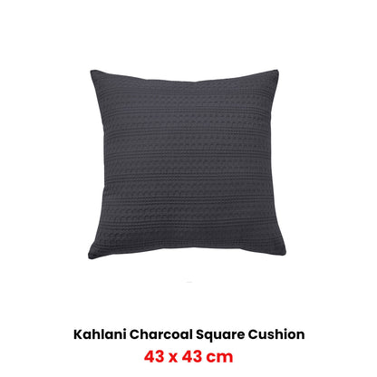 Bianca Kahlani Charcoal Waffle Square Filled Cushion 43 x 43cm V442-BCA-CUSHION-KAHLANI-CHARCOAL-SQ