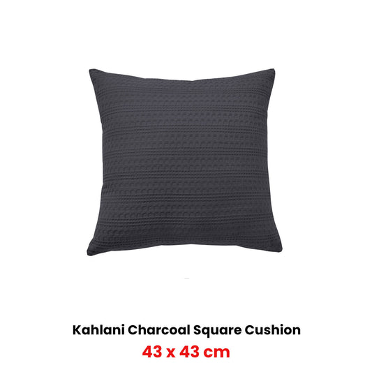 Bianca Kahlani Charcoal Waffle Square Filled Cushion 43 x 43cm V442-BCA-CUSHION-KAHLANI-CHARCOAL-SQ