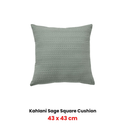 Bianca Kahlani Sage Waffle Square Filled Cushion 43 x 43cm V442-BCA-CUSHION-KAHLANI-SAGE-SQ