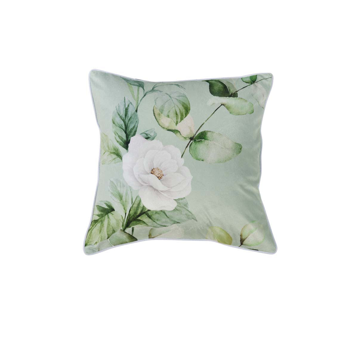 Bianca Salisbury Sage Velvet Square Filled Cushion 43 x 43cm V442-BCA-CUSHION-SALISBURY-SAGE-SQ