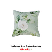 Bianca Salisbury Sage Velvet Square Filled Cushion 43 x 43cm V442-BCA-CUSHION-SALISBURY-SAGE-SQ