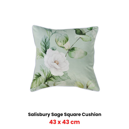 Bianca Salisbury Sage Velvet Square Filled Cushion 43 x 43cm V442-BCA-CUSHION-SALISBURY-SAGE-SQ