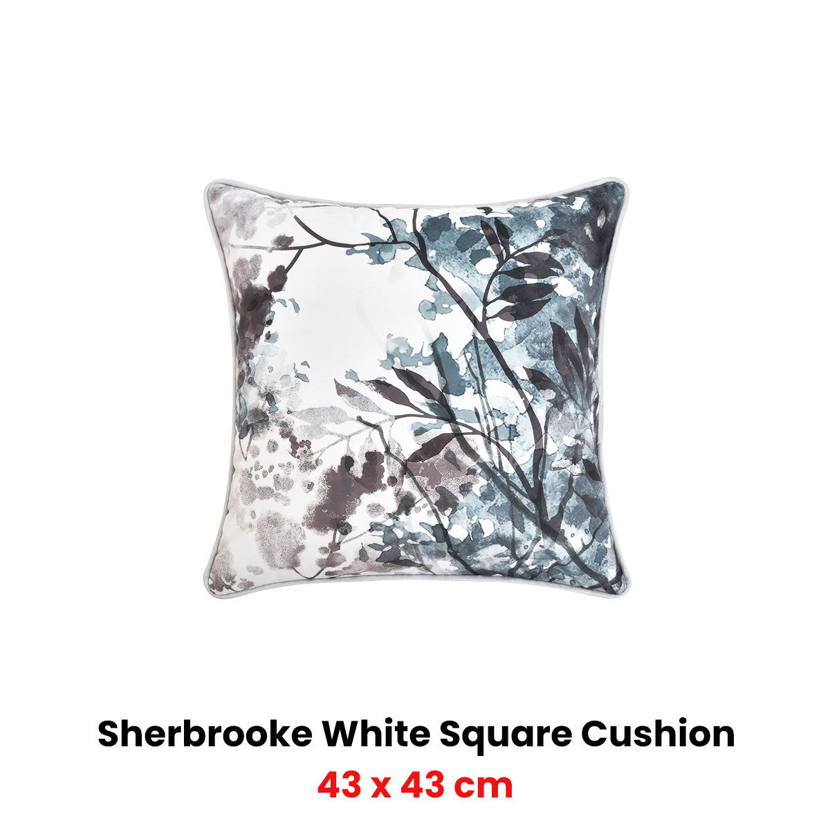 Bianca Sherbrooke White Velvet Square Filled Cushion 43 x 43cm V442-BCA-CUSHION-SHERBROOKE-WHITE-SQ
