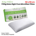 Bianca 1700g Relax Right Pure Microfiber King Pillow 50 x 90cm V442-BCA-PILLOW-RELAXMF-WHITE-KI
