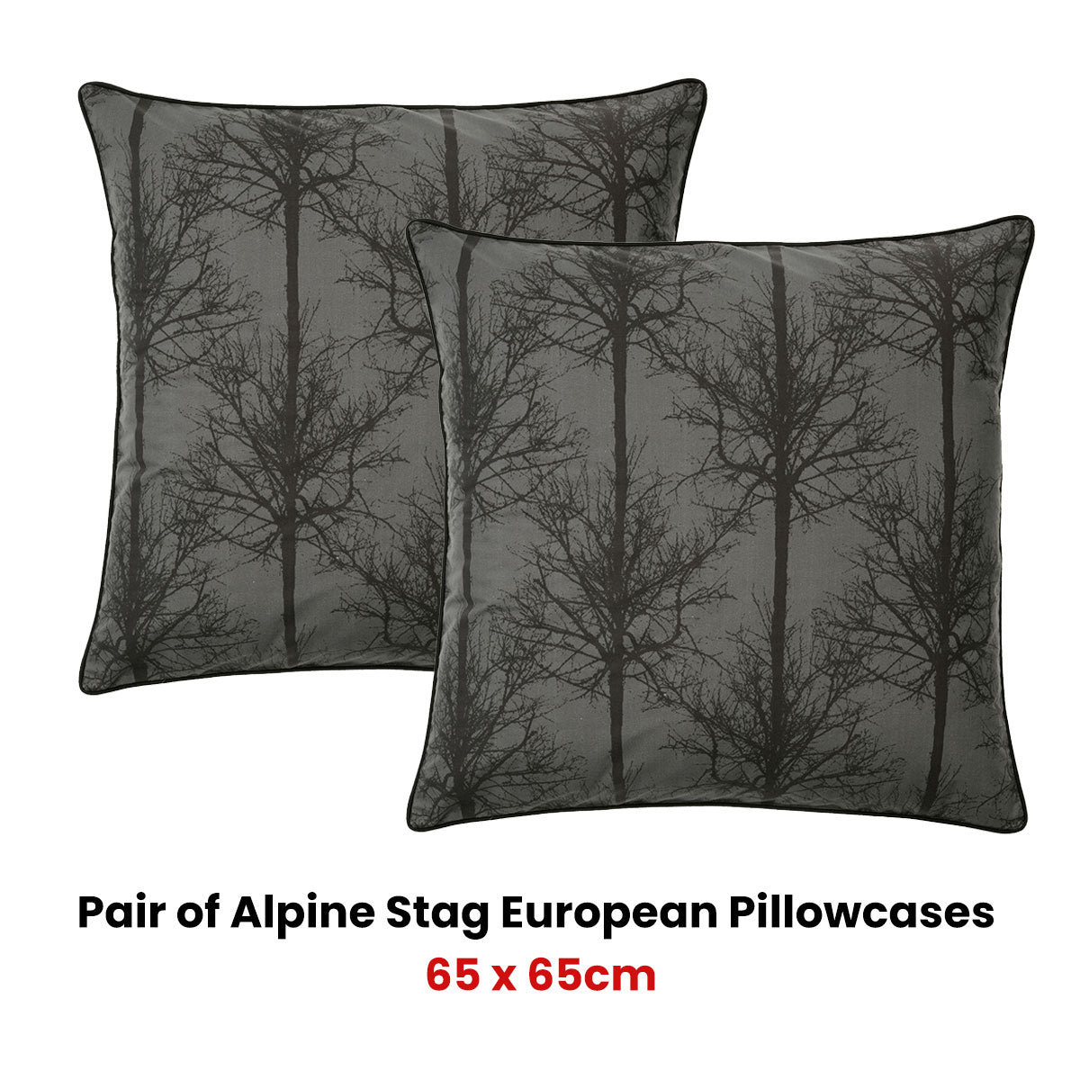 Bianca Pair of Alpine Stag Taupe European Pillowcases V442-BCA-PILLOWC-ALPINESTAG-TAUPE-EU