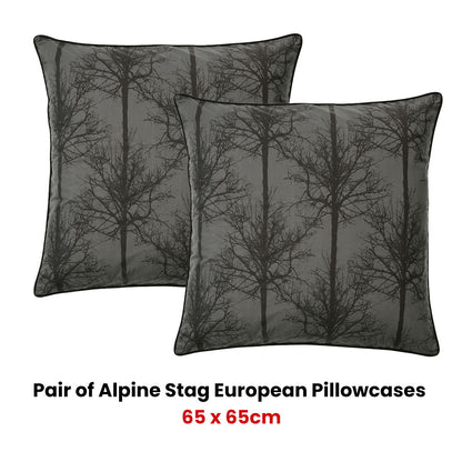 Bianca Pair of Alpine Stag Taupe European Pillowcases V442-BCA-PILLOWC-ALPINESTAG-TAUPE-EU