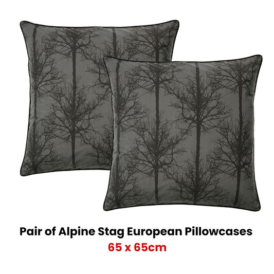 Bianca Pair of Alpine Stag Taupe European Pillowcases V442-BCA-PILLOWC-ALPINESTAG-TAUPE-EU