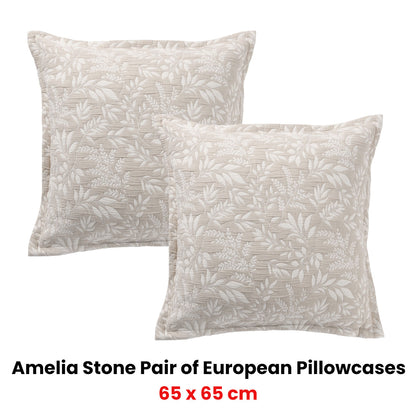 Bianca Pair of Ameila Stone European Pillowcases 65 x 65cm V442-BCA-PILLOWC-AMEILA-STONE-EU