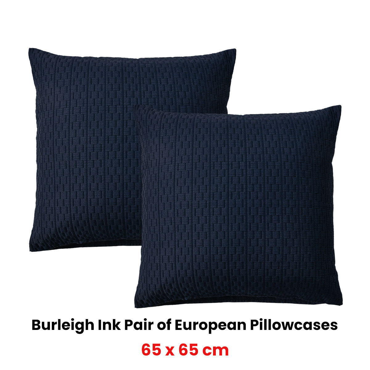 Bianca Pair of Burleigh Ink European Pillowcases 65 x 65cm V442-BCA-PILLOWC-BURLEIGH-INK-EU