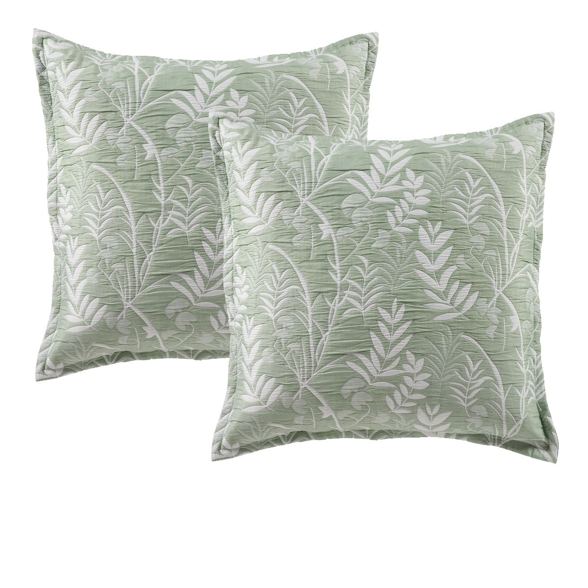 Bianca Pair of Eden Sage European Pillowcases V442-BCA-PILLOWC-EDEN-SAGE-EU