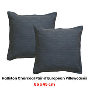 Bianca Pair of Hallston Charcoal European Pillowcases 65 x 65cm V442-BCA-PILLOWC-HALLSTON-CHARCOAL-EU