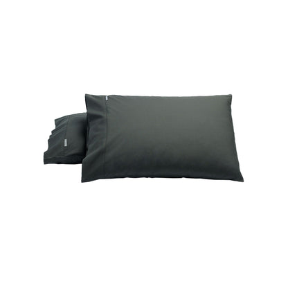Bianca Pair of Heston Cotton Percale Standard Pillowcases Charcoal V442-BCA-PILLOWC-HESTON-CHARCOAL-ST