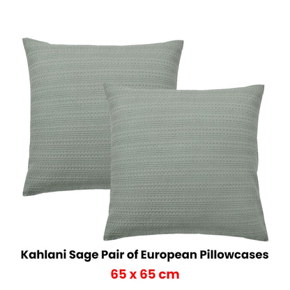 Bianca Pair of Kahlani Sage European Pillowcases 65 x 65cm V442-BCA-PILLOWC-KAHLANI-SAGE-EU