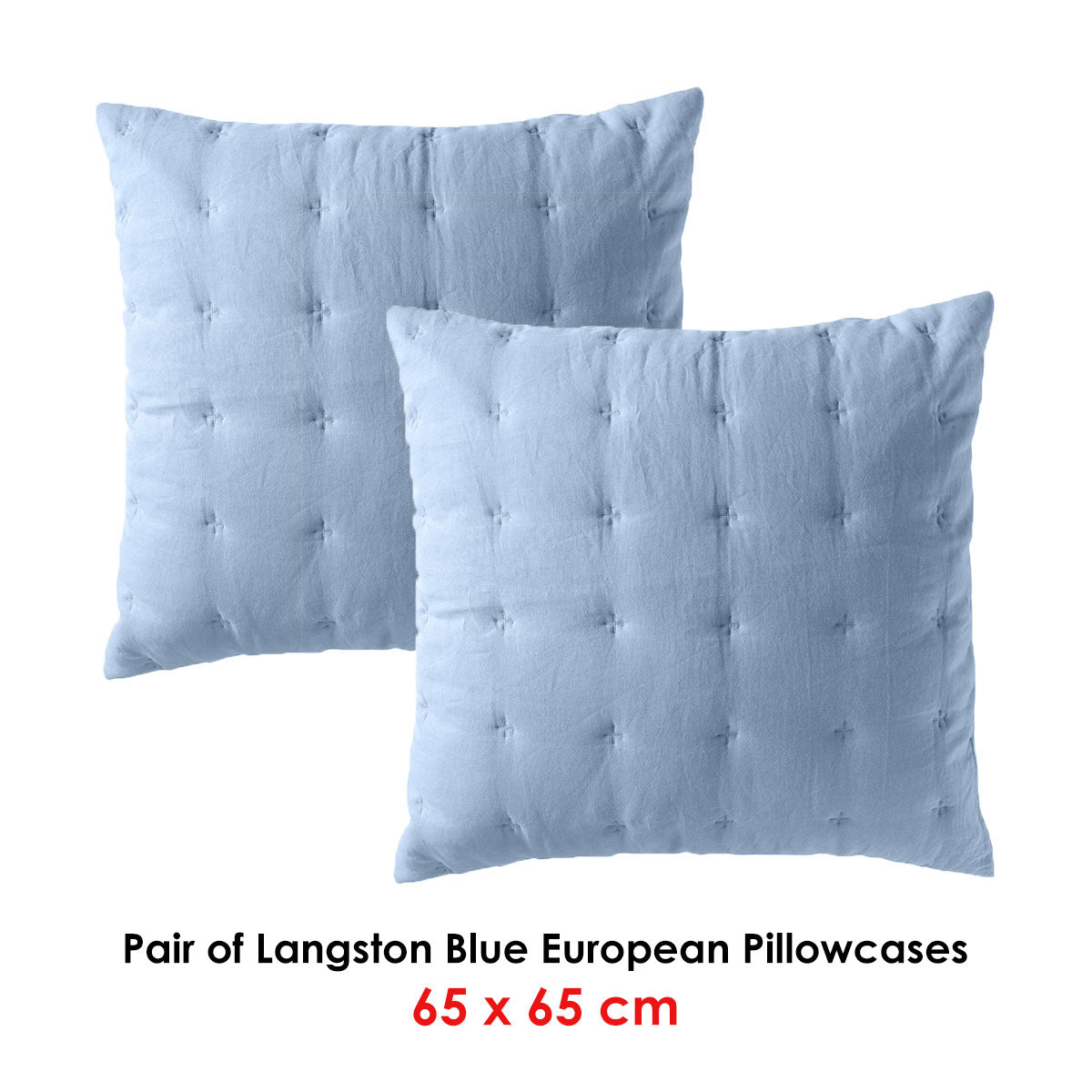 Bianca Pair of Langston Blue European Pillowcases V442-BCA-PILLOWC-LANGSTON-BLUE-EU