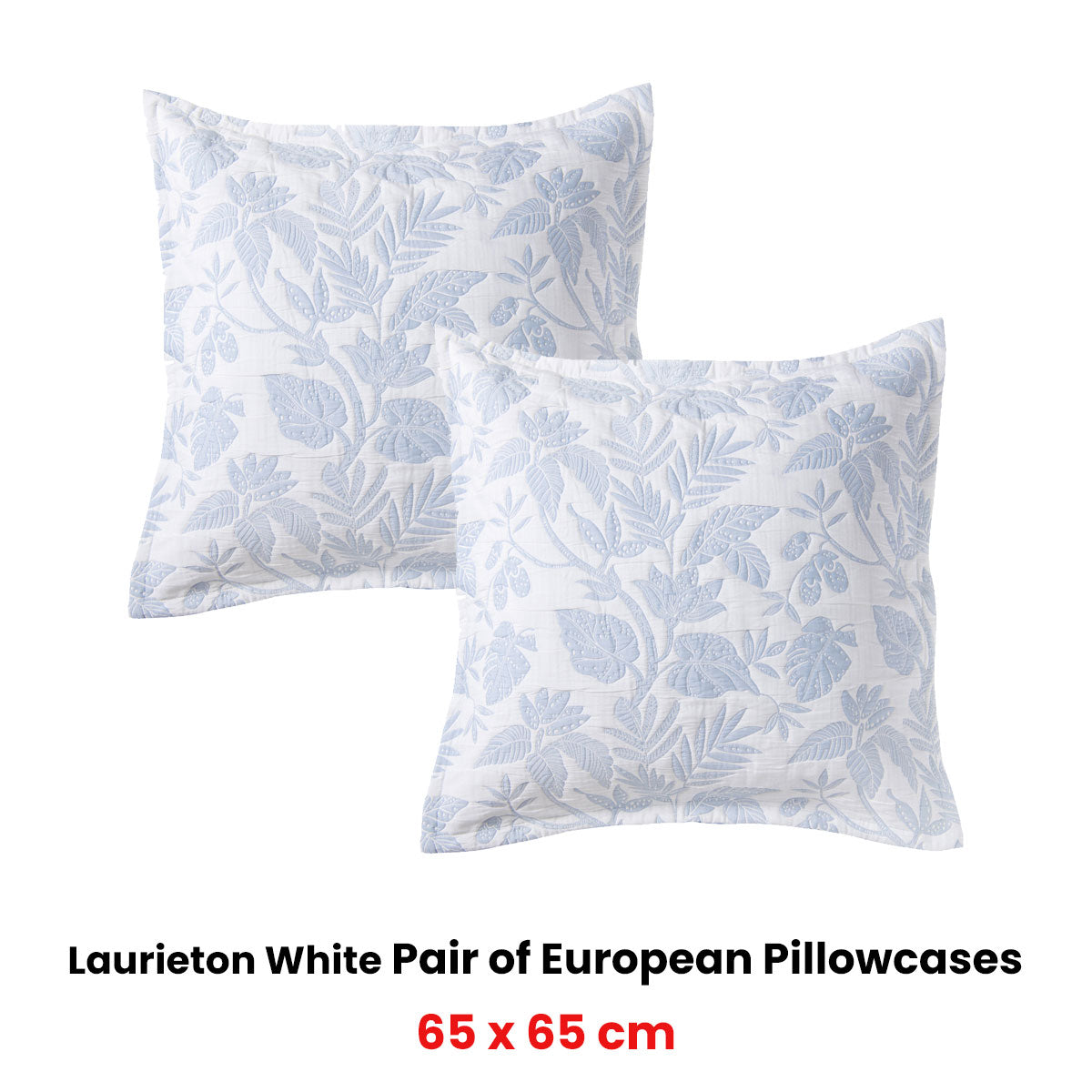 Bianca Pair of Laurieton White European Pillowcases 65 x 65cm V442-BCA-PILLOWC-LAURIETON-WHITE-EU