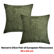 Bianca Pair of Navarro Olive European Pillowcases 65 x 65cm V442-BCA-PILLOWC-NAVARRO-OLIVE-EU