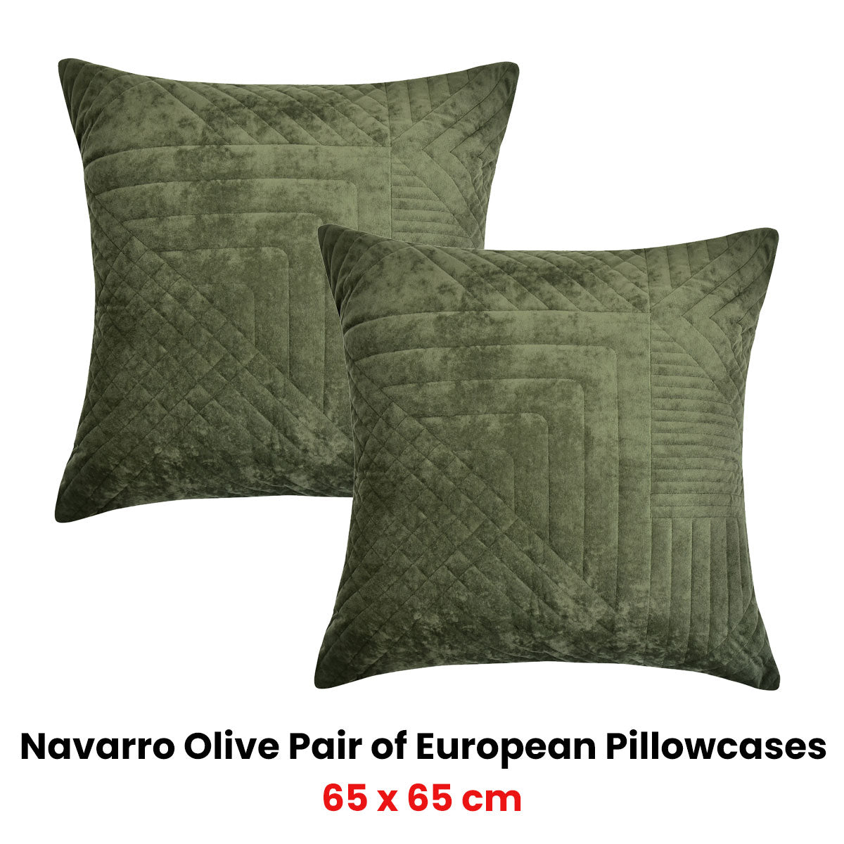 Bianca Pair of Navarro Olive European Pillowcases 65 x 65cm V442-BCA-PILLOWC-NAVARRO-OLIVE-EU