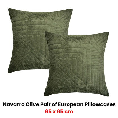 Bianca Pair of Navarro Olive European Pillowcases 65 x 65cm V442-BCA-PILLOWC-NAVARRO-OLIVE-EU