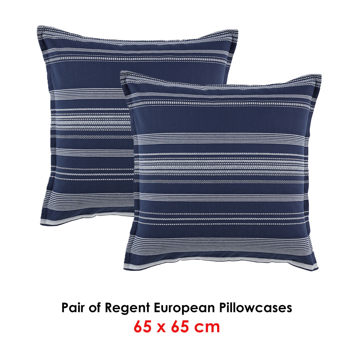 Bianca Pair of Regent European Pillowcases 65 x 65cm V442-BCA-PILLOWC-REGENT-NAVY-EU