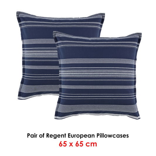 Bianca Pair of Regent European Pillowcases 65 x 65cm V442-BCA-PILLOWC-REGENT-NAVY-EU