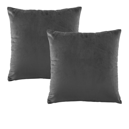 Bianca Pair of Vivid Coordinate Velvet Coal European Pillowcases 65 x 65 cm V442-BCA-PILLOWC-VIVIDCOOR-VELVETCOAL-EU