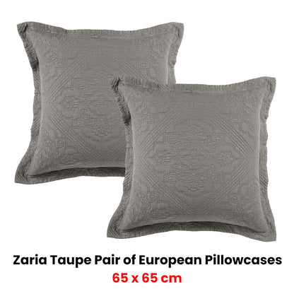 Bianca Pair of Zaria Taupe European Pillowcases 65 x 65cm V442-BCA-PILLOWC-ZARIA-TAUPE-EU