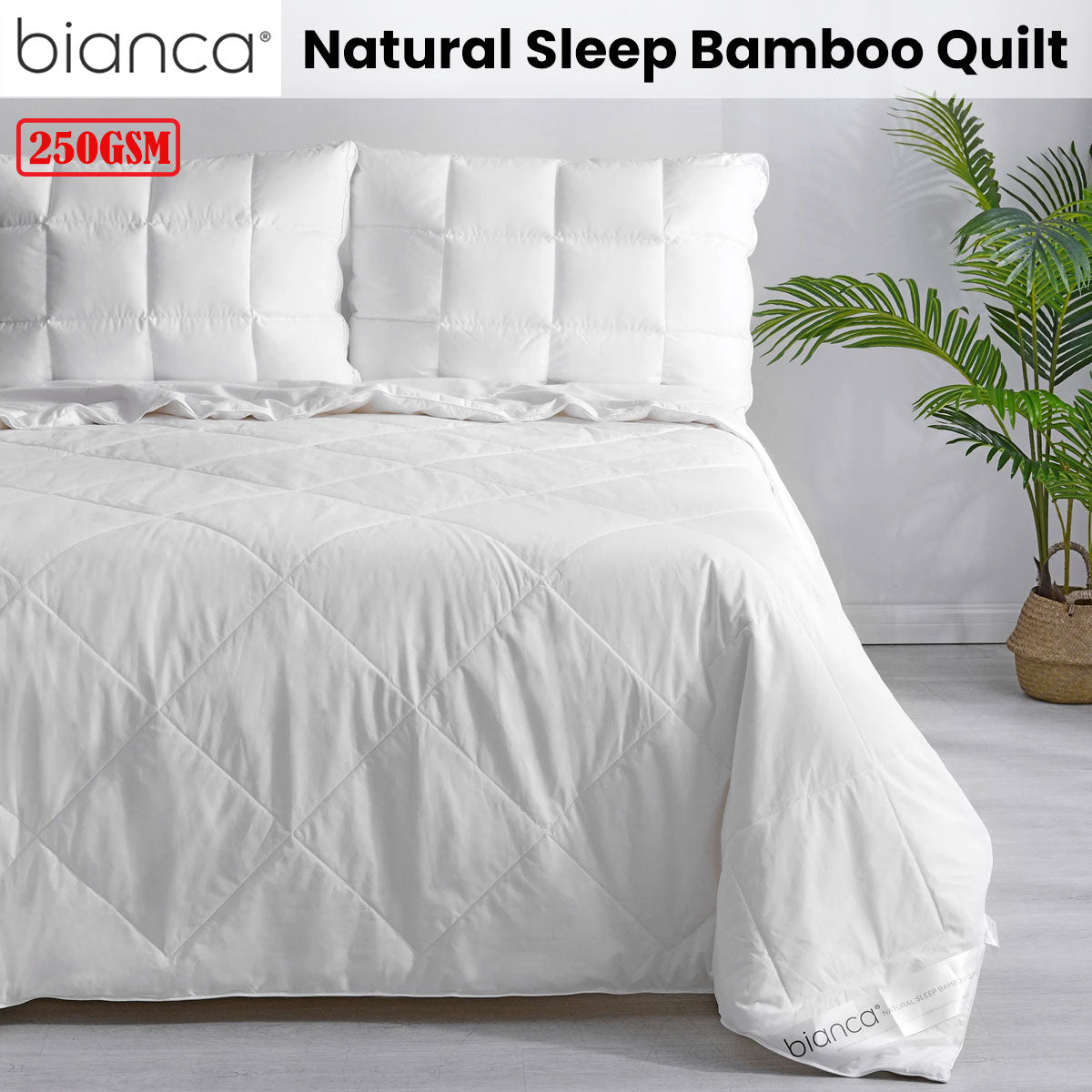 Bianca 250GSM Natural Sleep Bamboo Summer Quilt Double V442-BCA-QUILT-250GSMBAMBOO-WHITE-DS