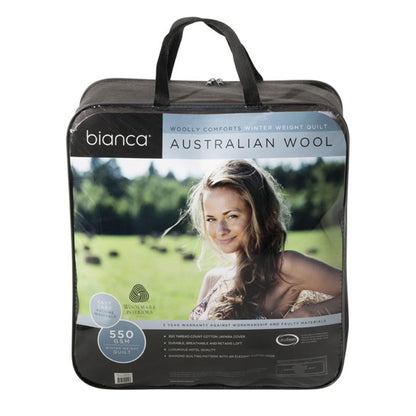 Bianca 550GSM Woolly Comforts Winter Wool Quilt King V442-BCA-QUILT-550WOOL-WHITE-KI