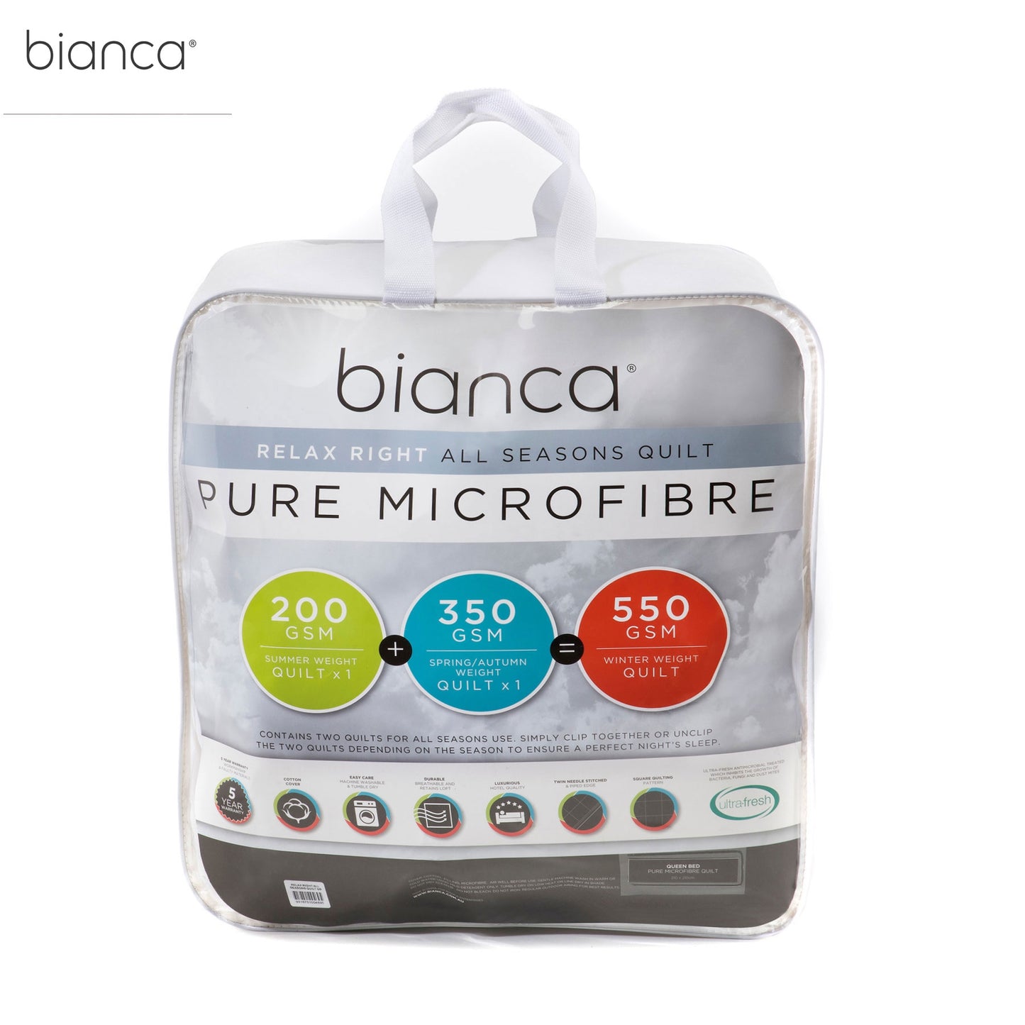 Bianca Pure Microfibre All Seasons Quilt Queen V442-BCA-QUILT-ALLSEASONS-WHITE-QS