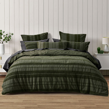 Bianca Avery Forest Chenille Striped Quilt Cover Set King V442-BCA-QUILTCS-AVERY-FOREST-KI