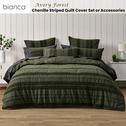 Bianca Avery Forest Chenille Striped Quilt Cover Set King V442-BCA-QUILTCS-AVERY-FOREST-KI