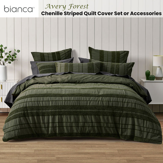 Bianca Avery Forest Chenille Striped Quilt Cover Set Queen V442-BCA-QUILTCS-AVERY-FOREST-QS