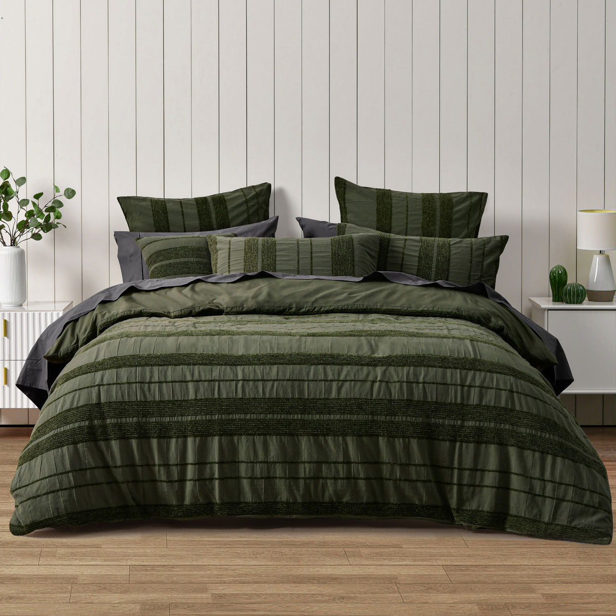 Bianca Avery Forest Chenille Striped Quilt Cover Set Super King V442-BCA-QUILTCS-AVERY-FOREST-SK