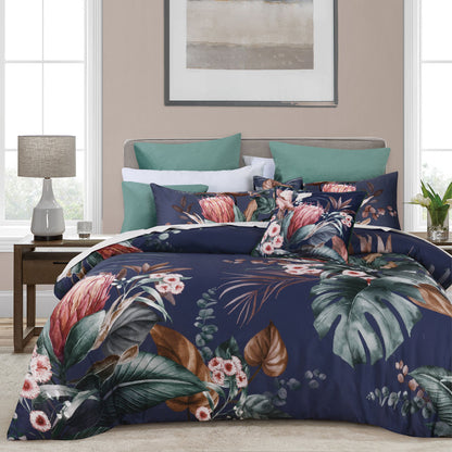 Bianca Balwyn Navy Cotton Sateen Botanical Quilt Cover Set King V442-BCA-QUILTCS-BALWYN-NAVY-KI