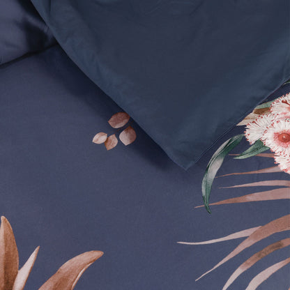 Bianca Balwyn Navy Cotton Sateen Botanical Quilt Cover Set Queen V442-BCA-QUILTCS-BALWYN-NAVY-QS