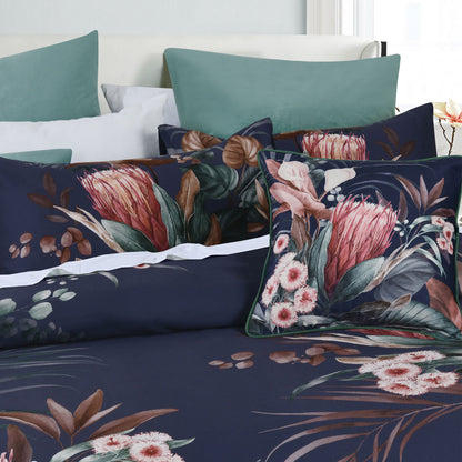 Bianca Balwyn Navy Cotton Sateen Botanical Quilt Cover Set Super King V442-BCA-QUILTCS-BALWYN-NAVY-SK